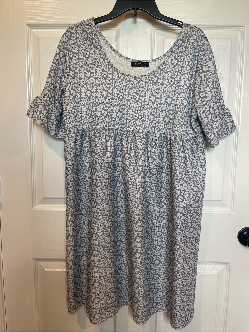 Basico Cottagecore Gray Floral Midi Babydoll Dress Size XL